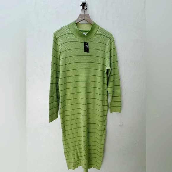 NWT House of Aama || High Neck Maxi Knit Dress in Vivid Green XXL - Picture 5 of 10